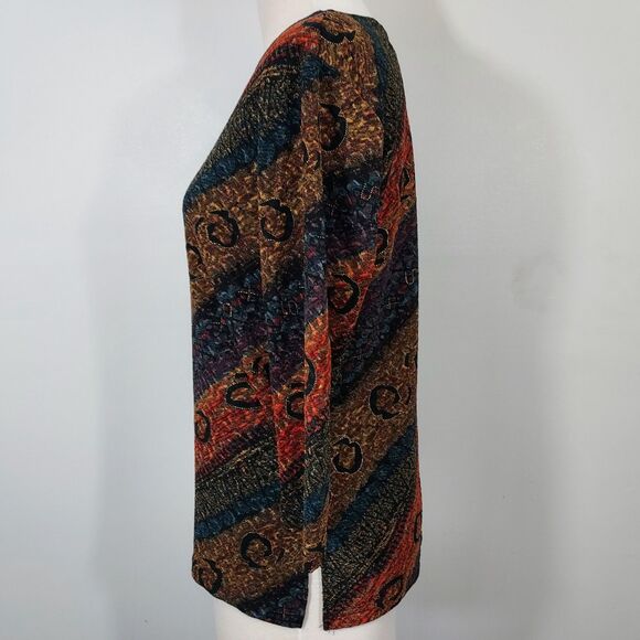 French Laundry Shirt Top Stretch Colorful 3/4 Sleeve Pullover Size Medium - Picture 4 of 11